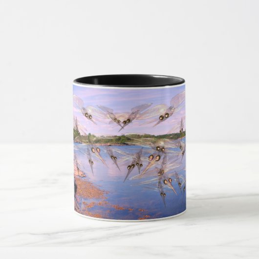 Mosquito swarm, scandinavia fjord, mok (Midden)