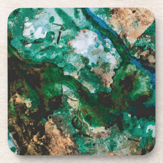 Moss Agate Green Crystal Geode Abstract Bier Onderzetter (Voorkant)