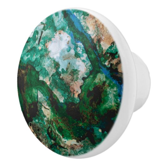 Moss Agate Green Crystal Geode Abstract Keramische Knop (Rechts)