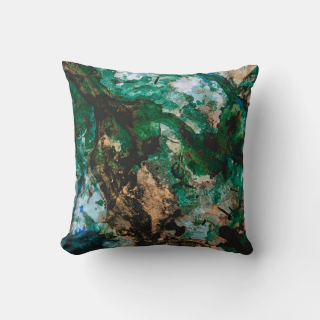 Moss Agate Green Crystal Geode Abstract Kussen (Voorkant)