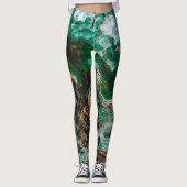 Moss Agate Green Crystal Geode Abstract Leggings (Voorkant)