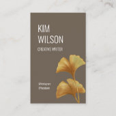 Moss Brown Modern minimalist Golden Ginkgo Visitekaartje (Voorkant)