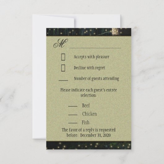 Moss Enchanted Forest Firefly Wedding RSVP-kaarten RSVP Kaartje (Achterkant)