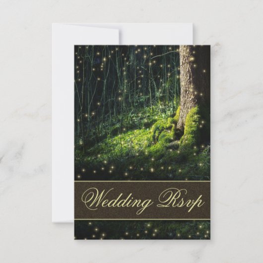 Moss Enchanted Forest Firefly Wedding RSVP-kaarten RSVP Kaartje (Voorkant)