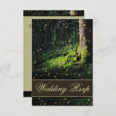Moss Enchanted Forest Firefly Wedding RSVP-kaarten RSVP Kaartje (Voorkant / Achterkant)