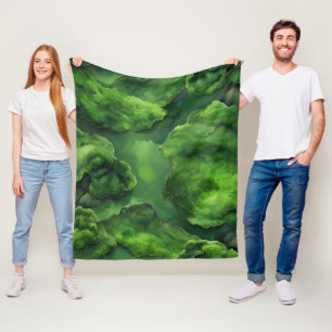 "Moss Garden" Realistisch & Abstract Groen Fleece Deken