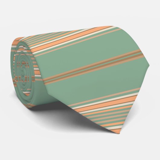 Moss Green and White Stripe Stropdas (Opgerold)