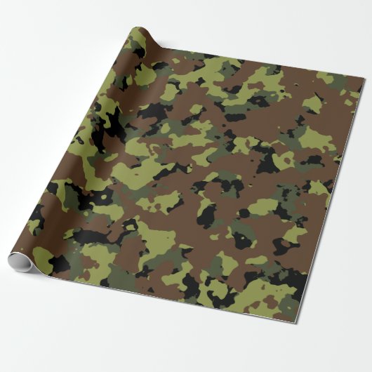 Moss Green Army Camo Cadeaupapier (Uitgerold)