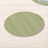 Moss Green Bamboo Wood Grain Kijk Ronde Kartonnen Onderzetter (Gebogen)
