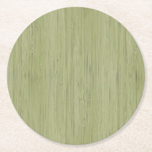 Moss Green Bamboo Wood Grain Kijk Ronde Kartonnen Onderzetter