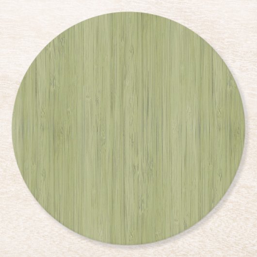 Moss Green Bamboo Wood Grain Kijk Ronde Kartonnen Onderzetter (Voorkant)