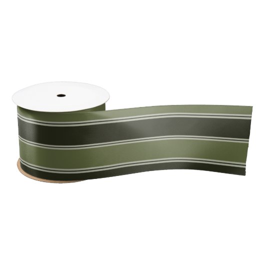 Moss Green Black Horizontal Lines Stripe Geometric Satijnen Lint (Spoel)