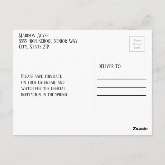 Moss Green, Blue Grunge and Gold Photo Afstuderen Briefkaart (Achterkant)