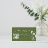 Moss Green Boho Typography QR Code RSVP Weddenscha Informatiekaartje (Staand voorkant)