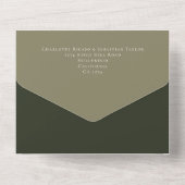 Moss Green Botanical Fan Elegant Wedding All In One Uitnodiging (Achterkant)