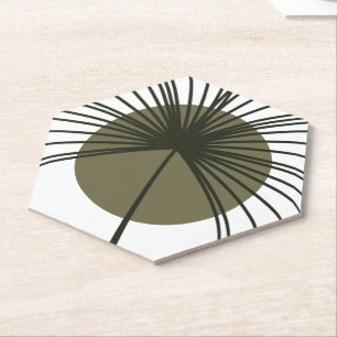 Moss Green Botanical Fan Elegant Wedding Kartonnen Onderzetters