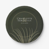 Moss Green Botanical Fan Elegant Wedding Papieren Bordje (Voorkant)
