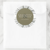 Moss Green Botanical Fan Elegant Wedding Ronde Sticker (Tas)