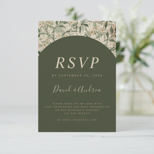 Moss Green  Botanical Garden Qr Code RSVP (Staand voorkant)