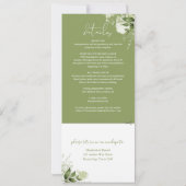 Moss Green Botanical Greenery Alles in één bruilof Kaart (Achterkant)