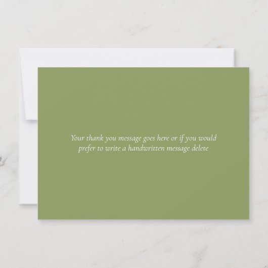 Moss Green Botanical Greenery Elegant Script Bedankkaart (Achterkant)