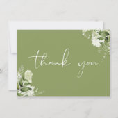 Moss Green Botanical Greenery Elegant Script Bedankkaart (Voorkant)