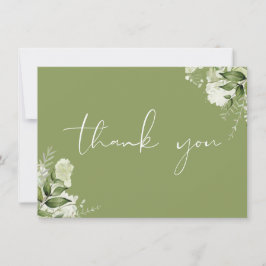 Moss Green Botanical Greenery Elegant Script Bedankkaart