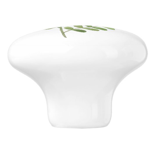 Moss Green Botanical Leaf Keramische Knop (Zijkant)