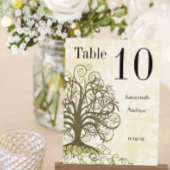 Moss Green & Brown Tree Swirl Table Number Briefkaart