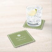 Moss Green Calligraphy Wedding Paper Coaster Kartonnen Onderzetters (Insitu)
