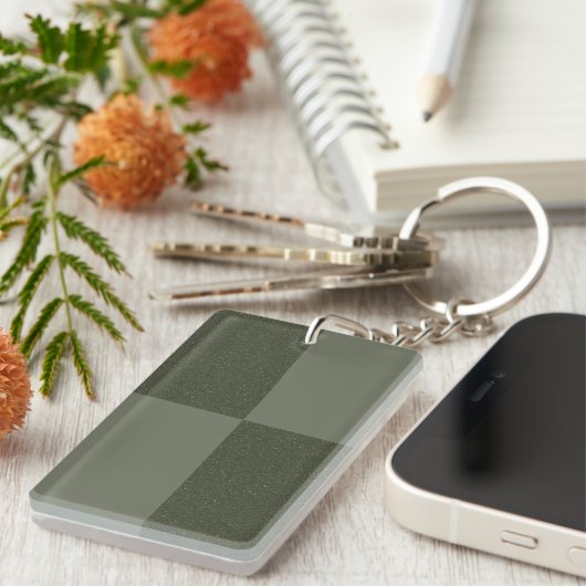 Moss Green Check Pattern Sleutelhanger – (Voorkant Rechts)