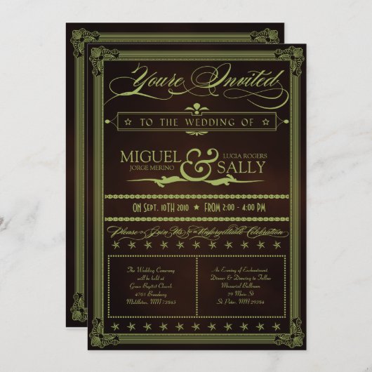 Moss Green & Chocolate DIY Weddenschap Kaart (Voorkant / Achterkant)