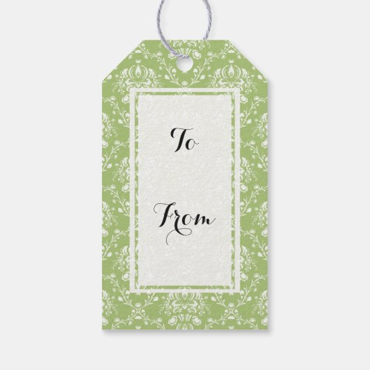 Moss Green Damask Cadeaulabel (Achterkant)