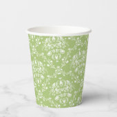 Moss Green Damask Cup Papieren Bekers (Achterkant)