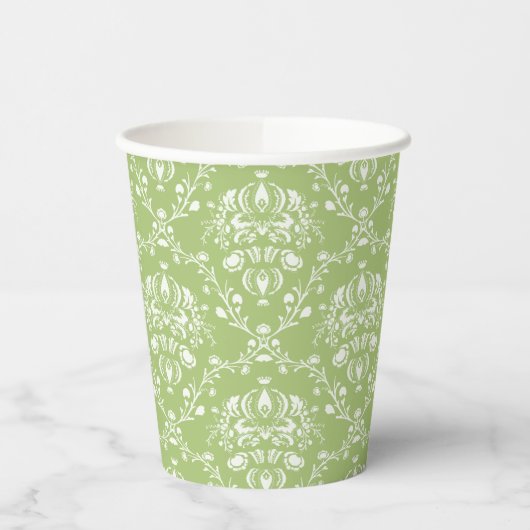 Moss Green Damask Cup Papieren Bekers (Links)