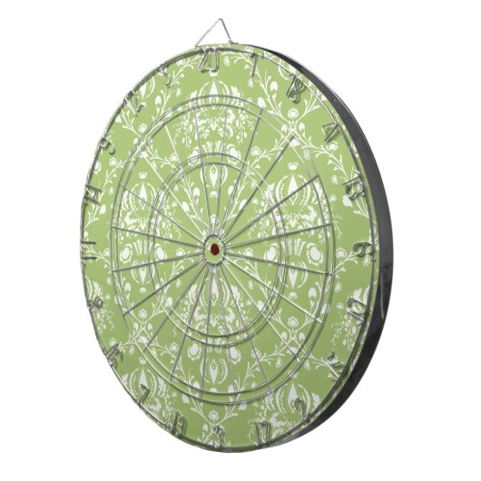 Moss Green Damask Dartbord (Voorkant Rechts)