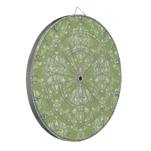 Moss Green Damask Dartbord (Voorkant Links)