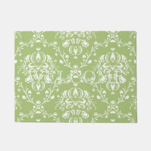 Moss Green Damask Deurmat (Voorkant)