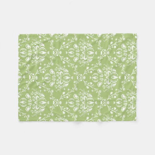Moss Green Damask Fleece Deken (Voorkant (Horizontaal))