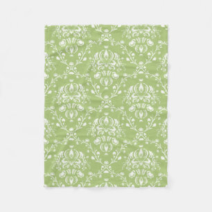 Moss Green Damask Fleece Deken