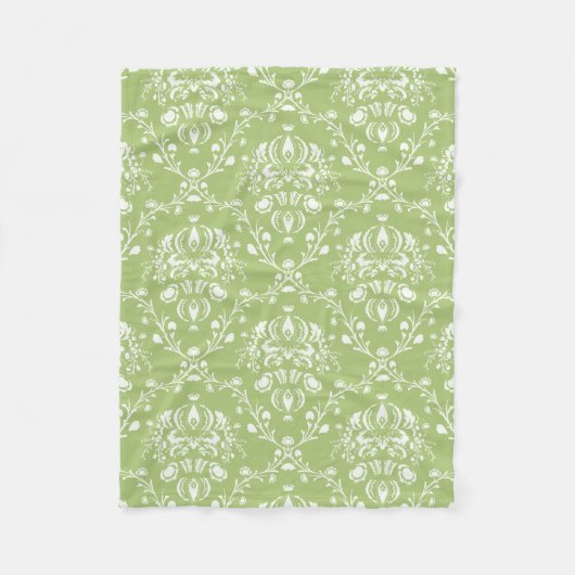 Moss Green Damask Fleece Deken (Voorkant)