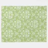 Moss Green Damask Fleece Deken (Voorkant (Horizontaal))