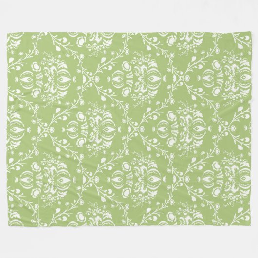 Moss Green Damask Fleece Deken (Voorkant (Horizontaal))