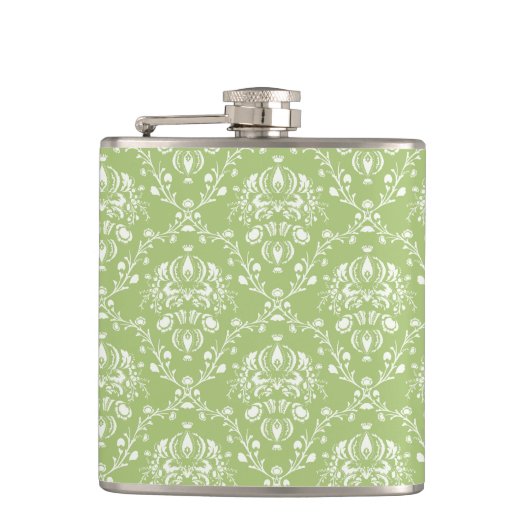 Moss Green Damask Heupfles (Voorkant)