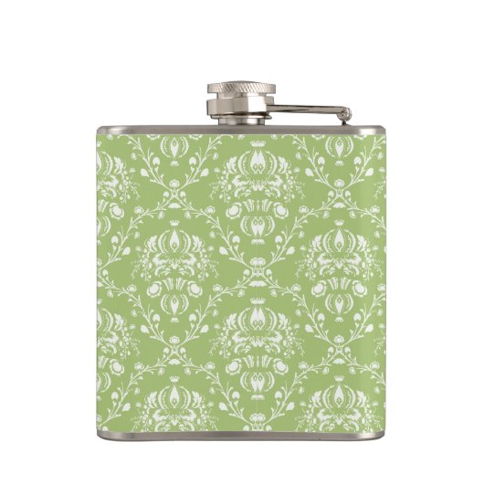 Moss Green Damask Heupfles (Achterkant)
