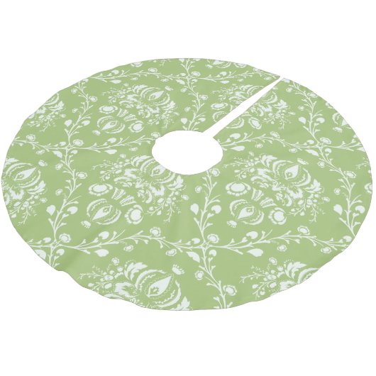 Moss Green Damask Kerstboom Rok (Gekanteld)