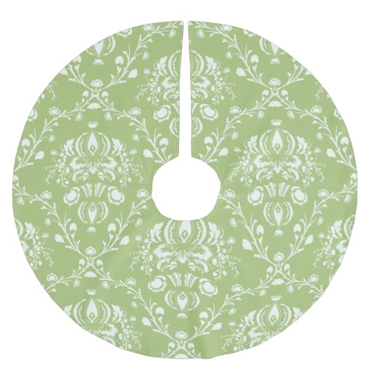 Moss Green Damask Kerstboom Rok (Voorkant)