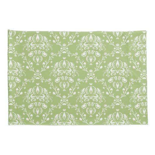 Moss Green Damask Kussensloop (Achterkant-Rechts)