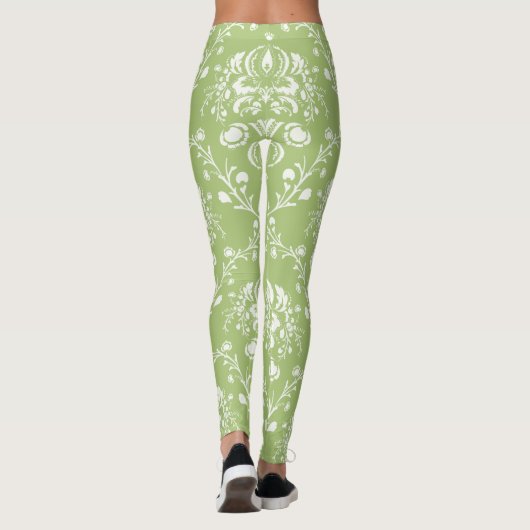 Moss Green Damask Leggings (Achterkant)