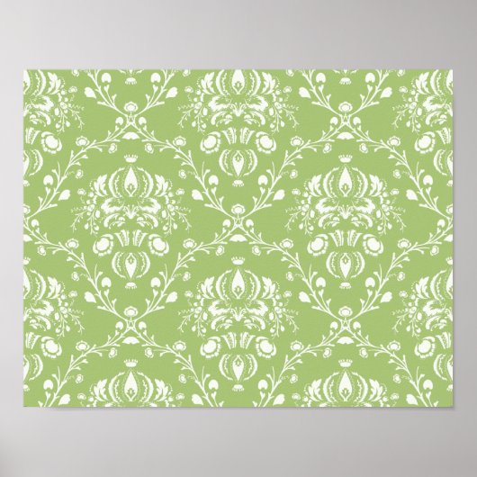 Moss Green Damask Poster (Voorkant)